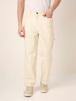 BLNK - Off White Straight Fit Utility Pocket Pant