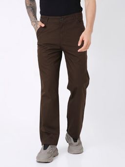 BLNK - Brown Classic Straight Leg Cotton Pant