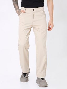 BLNK - Cream Classic Straight Leg Cotton Pant