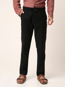 BLNK - Slim Fit Black Cotton Drawstring Pant