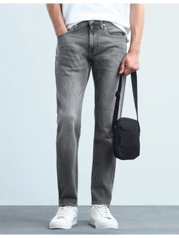 Flying Machine - Grey Slash Slim-Tapered Fit Laundered Black Jeans