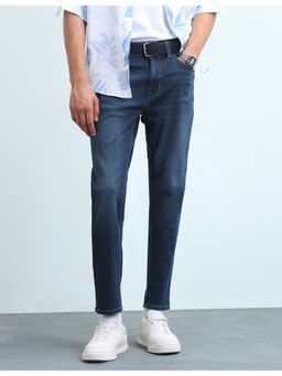 Flying Machine - Blue Mankle Relaxed Tapered Fit Whiskered Jeans