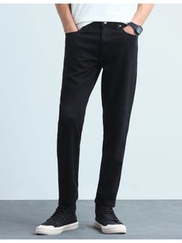 Flying Machine - Black Mankle Relaxed Tapered Fit Mid Rise Jeans