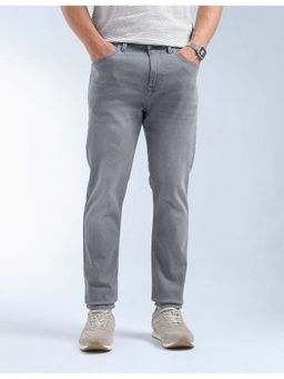Flying Machine - Grey Whiskered Slash Slim Tapered Fit Jeans