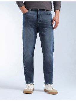 Flying Machine - Blue Whiskered Mankle Relaxed Tapered Fit Jeans