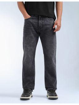 Flying Machine - Black Whiskered Straight Fit Jeans