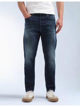 Flying Machine - Blue Whiskered Mankle Relaxed Tapered Fit Jeans