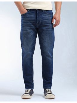 Flying Machine - Blue Whiskered Mankle Relaxed Tapered Fit Jeans