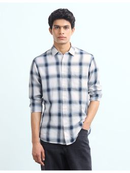Flying Machine - Blue Slim Fit Tartan Checked Shirt