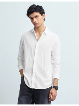 Flying Machine - White Slim Fit Textured Shirt
