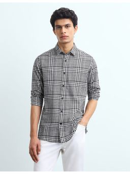 Flying Machine - Black Slim Fit Glen Checked Shirt