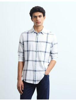 Flying Machine - White Grid Tattersall Checked Slim Fit Shirt