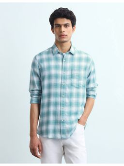 Flying Machine - Green Slim Fit Tartan Checked Shirt