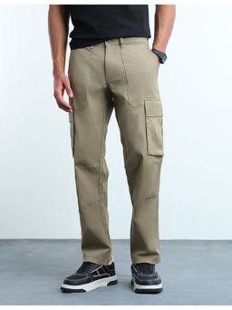 Flying Machine - Khaki Relaxed Tapered Fit Cargo