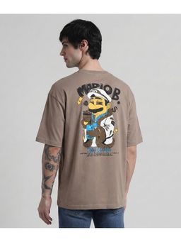 SANDPIPER - Brown Typography Printed Relaxed Fit T-Shirt