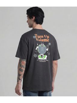 SANDPIPER - Grey Typography Printed Relaxed Fit T-Shirt