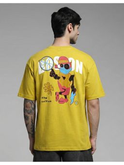 SANDPIPER - Yellow Typography Printed Relaxed Fit T-Shirt