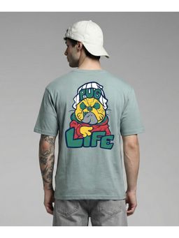 SANDPIPER - Green Typography Printed Relaxed Fit T-Shirt