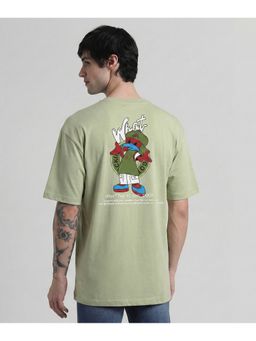 SANDPIPER - Green Typography Printed Relaxed Fit T-Shirt