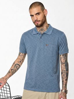 SANDPIPER - Blue Basic Printed Polo T-Shirt
