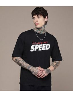 SANDPIPER - Black Printed Relaxed Fit Round Neck T-Shirt