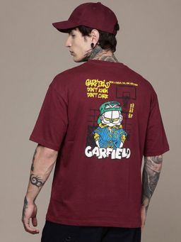 SANDPIPER - Maroon Printed Relaxed Fit Round Neck T-Shirt