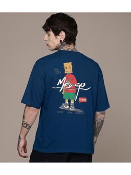 SANDPIPER - Navy Blue Printed Relaxed Fit Round Neck T-Shirt