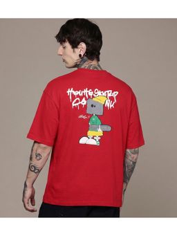 SANDPIPER - Red Printed Relaxed Fit Round Neck T-Shirt