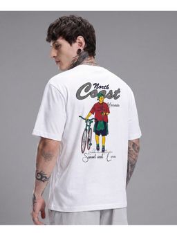 SANDPIPER - White Printed Relaxed Fit Round Neck T-Shirt