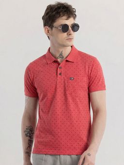 SANDPIPER - Coral Basic Printed Half Sleeve Polo T-Shirt