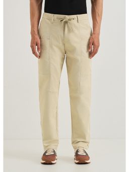 Banana Club - Polyester Cream Ecru Drawstring Panel Pant
