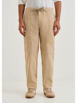 Banana Club - Polyester Beige Drawstring Panel Pant
