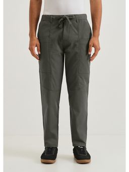 Banana Club - Polyester Fern Green Drawstring Panel Pant