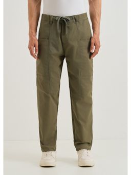 Banana Club - Polyester Olive Drawstring Panel Pant