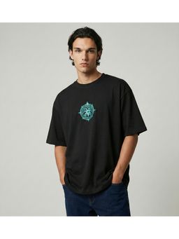 RHINO CULT - Black Gothic Eyes with Wings Graphic Print T-Shirt