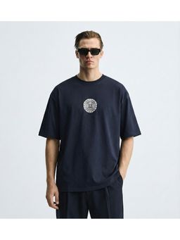 RHINO CULT - Navy Blue Gothic Butterfly Skull T-Shirt