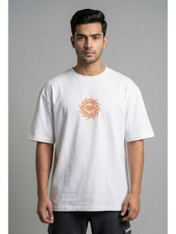 RHINO CULT - White Static Skull Oversize T-Shirt