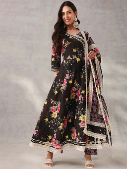 ISHIN - Black Printed V-Neck Kurta Pant with Dupatta