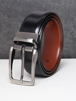 Teakwood - Men Black And Tan Solid Reversible Leather Belt