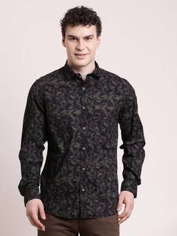 Turtle - Men Slim Fit Printed Pure Cotton Purple Casual Shirt