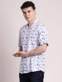Turtle - Men Slim Fit Printed Cotton Blend Casual Shirt