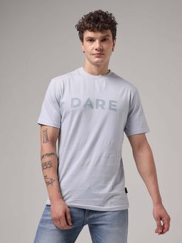 VUDU - Frost Blue Dare Typography T-Shirt