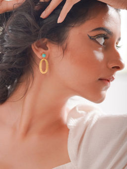 Divas Mantra - 92.5 Sterling Silver Magnified Earrings with Turquoise