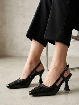 Carlton London - Textured Metallic Slingback Sandal With Adjustable Ankle Strap