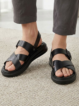 Carlton London - Adjustable Buckle Strap Slingback Sandals With Massage Footbed