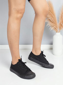 Truffle Collection - Black Solid Sneakers