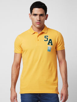 Spykar - Yellow Slim Half Sleeve Polo Neck T-Shirt