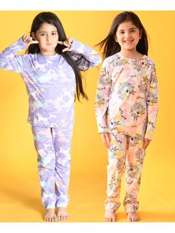 ANTHRILO - Unicorn Tie Dye And Unicorn Planet Long Sleeve Pyjama (Set of 4)