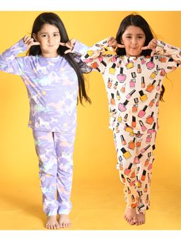 ANTHRILO - Nail Paint And Unicorn Planet Long Sleeve Pyjama (Set of 4)