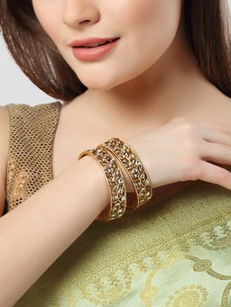 Karatcart - Set of 2 Silver-plated Ad Studded Bangles For Women
